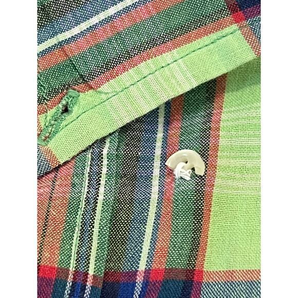 Ralph Lauren Short Sleeve Orange Green Red Plaid Button Down Blake Large‎ Shirt - Picture 7 of 7
